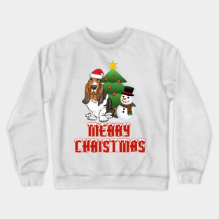 Merry Christmas Basset Hound Design Crewneck Sweatshirt